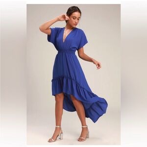 LuLu’s Zarina High Low Maxi Dress Royal Blue Size M Medium